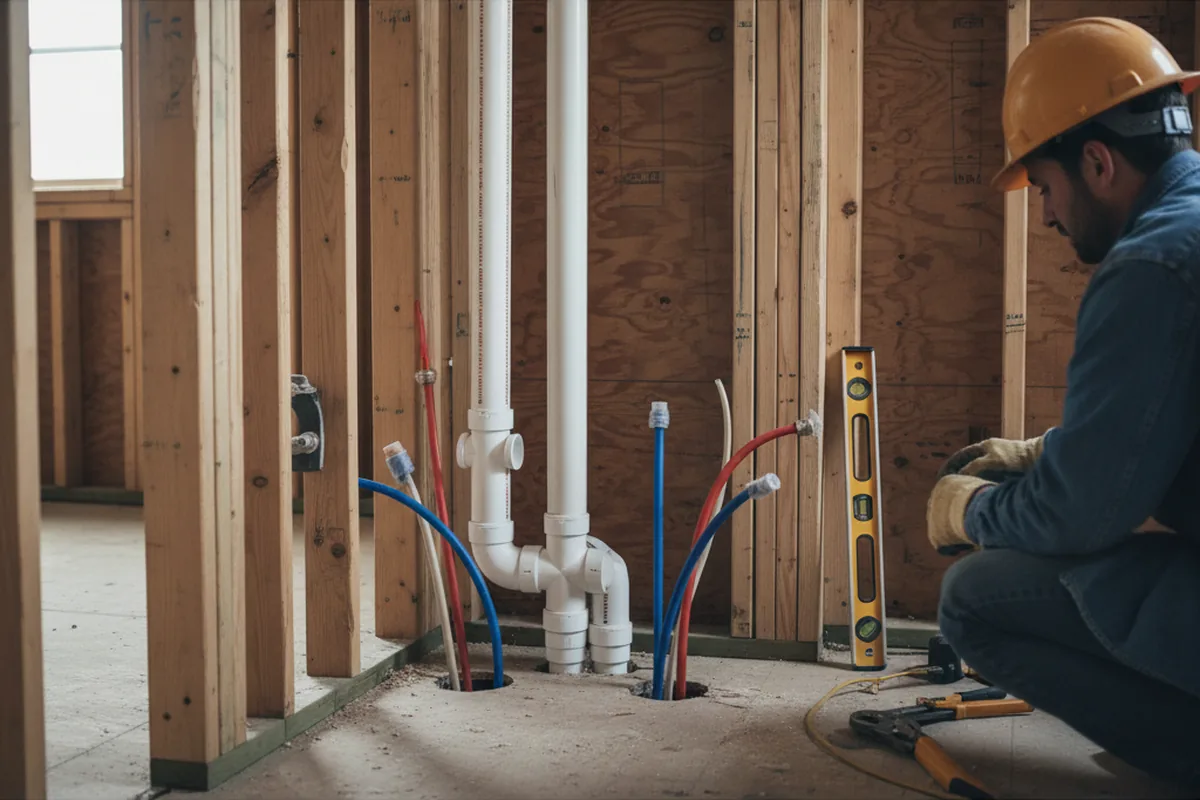 Drain and supply rough-in during Sump Pump Repair in Kettleman City